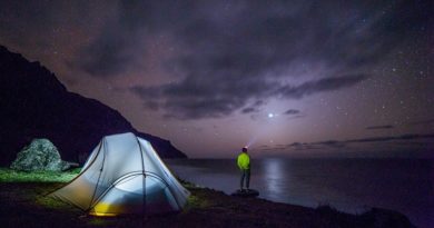 Man Camping in sea side