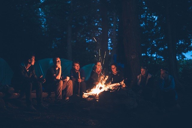 Group having Camp Fire